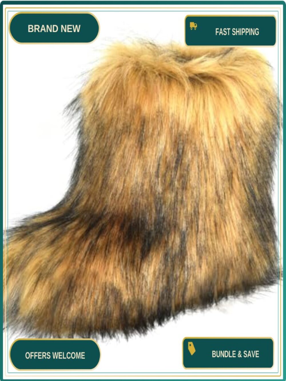 Women's Faux Fur Mid-Calf Snow Boots, Warm Plush Winter Booties, Non-Slip
